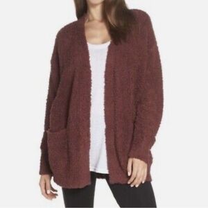 Barefoot Dreams CozyChic Cali Cardigan L/XL in Burgundy